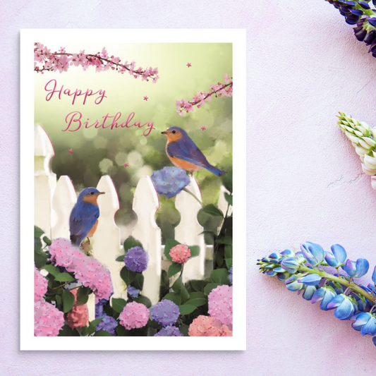 Birthday Birds Greeting Card Displayed In Full