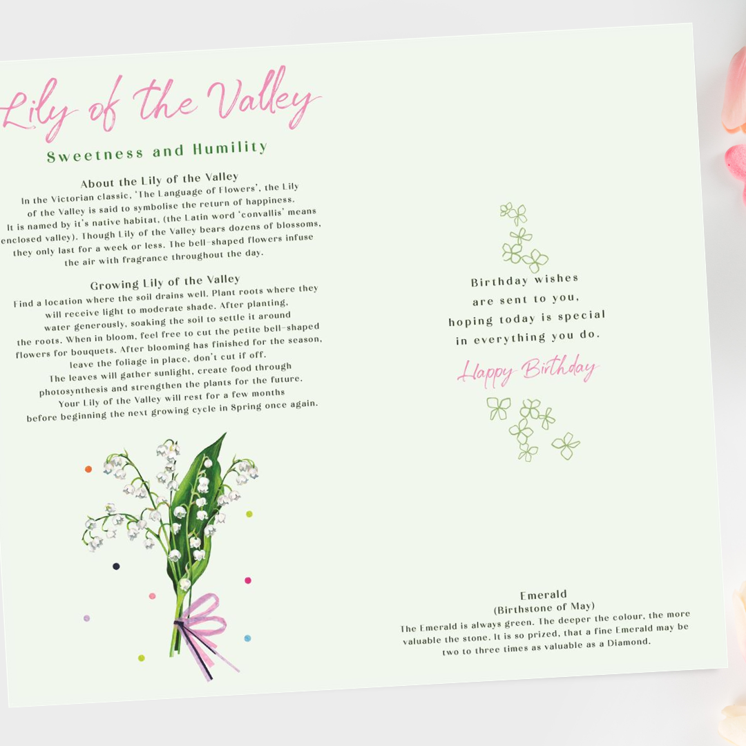 Inside image with information about lily of the valley