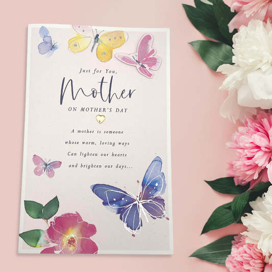 Butterfly Themed Mother's Day Card Displayed In Full
