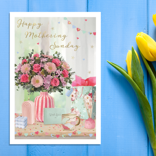 Happy Mothering Sunday Floral Greeting Card In Full