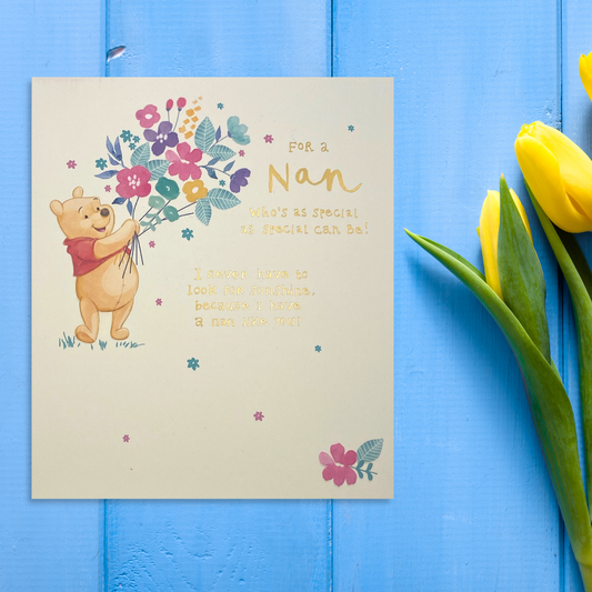 Winnie The Pooh Nan Mother's Day Greeting Card Displayed In Full