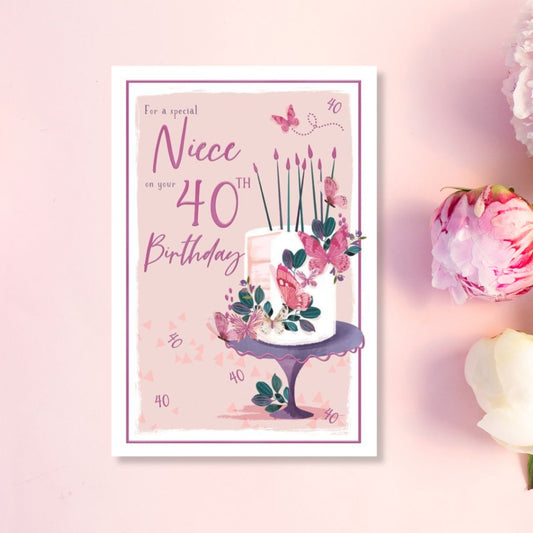Niece 40th Birthday Card - Birthday Cake