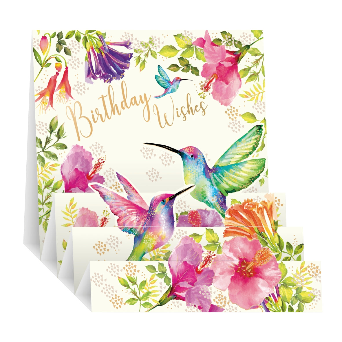 Zig Zag Pop Up Birthday Card - Hummingbirds