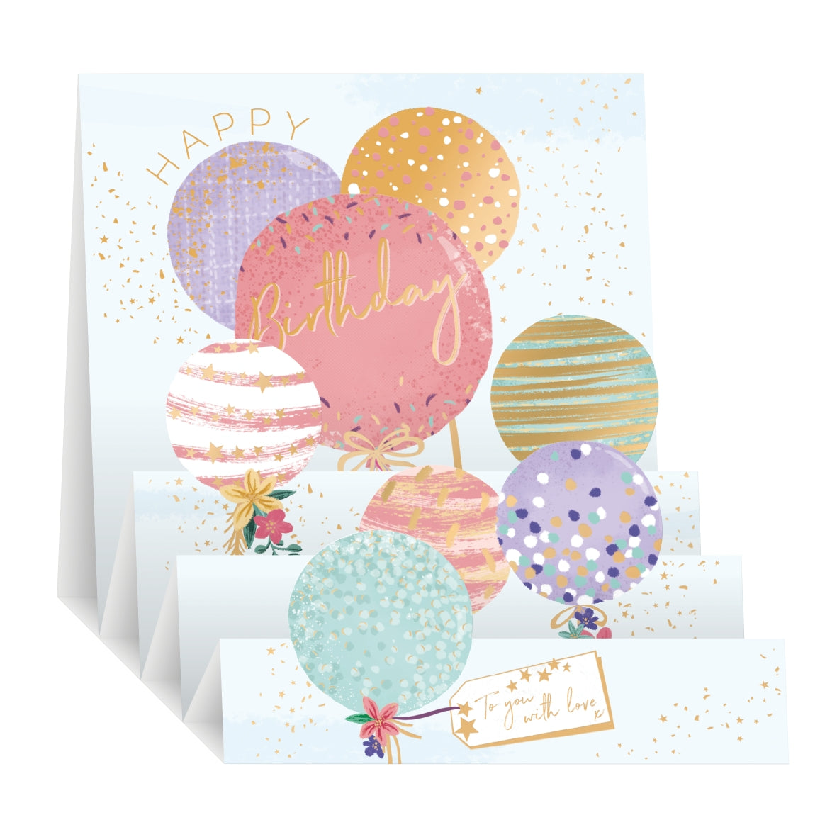 Zig Zag Pop Up Birthday Card - Balloons