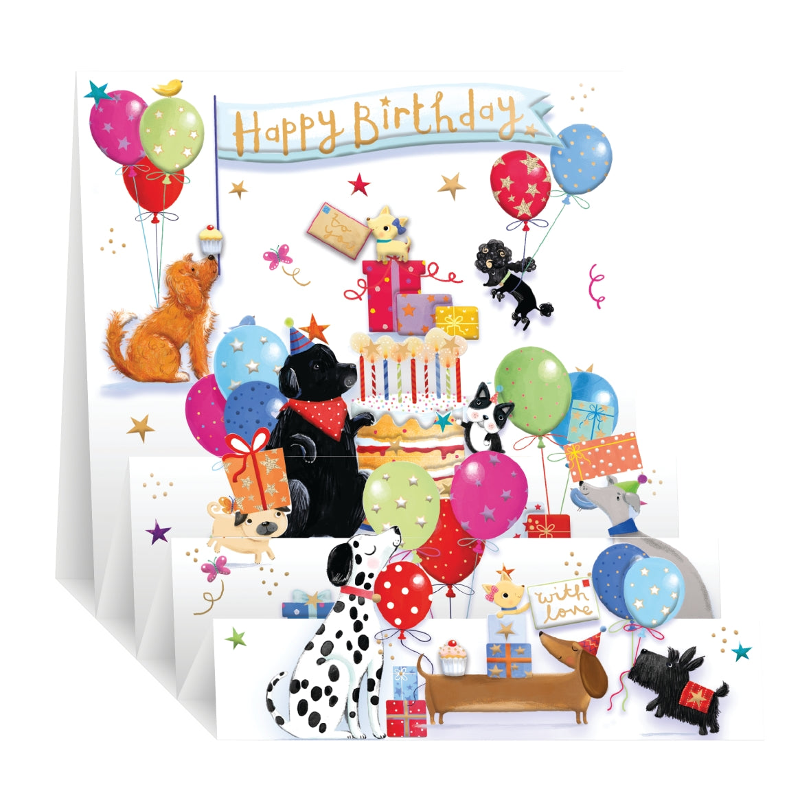 Zig Zag Pop Up Birthday Card - Dog Party