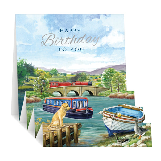 Zig Zag Pop Up Birthday Card - Boats On The Water