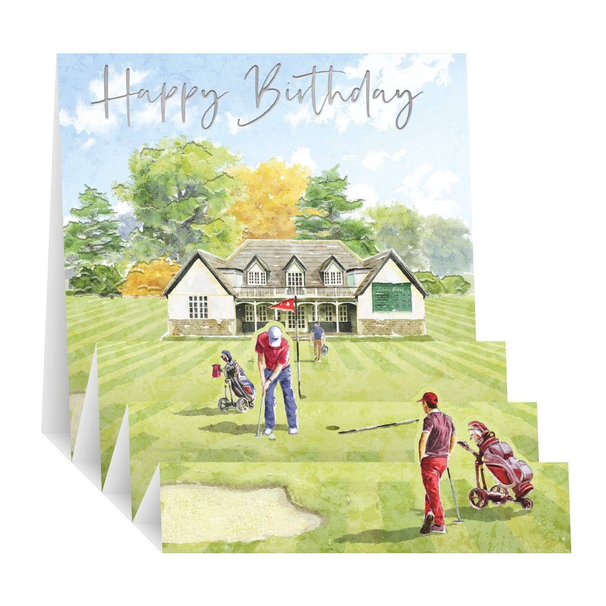 Zig Zag Pop Up Birthday Card - Golf