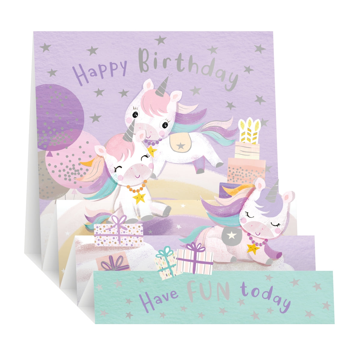 Zig Zag Pop Up Birthday Card - Unicorn Party