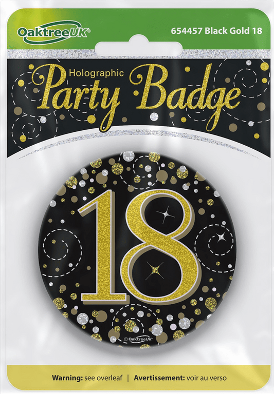Badge 3 inch - 18 Today Black & Gold Sparkling Fizz