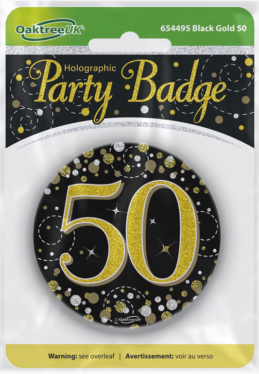 Badge 3 inch - 50 Today Black & Gold Sparkling Fizz