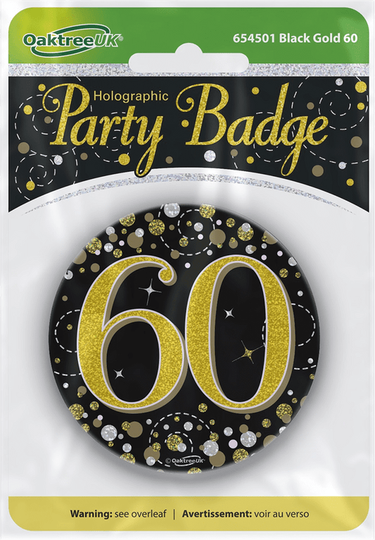 Badge 3 inch - 60 Today Black & Gold Sparkling Fizz