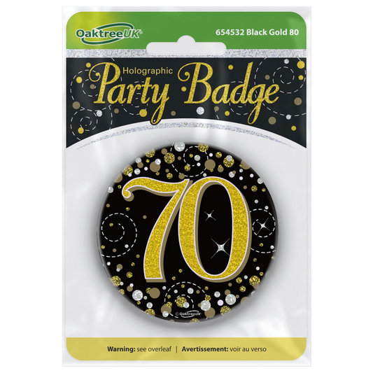 Badge 3 inch - 70 Today Black & Gold Sparkling Fizz