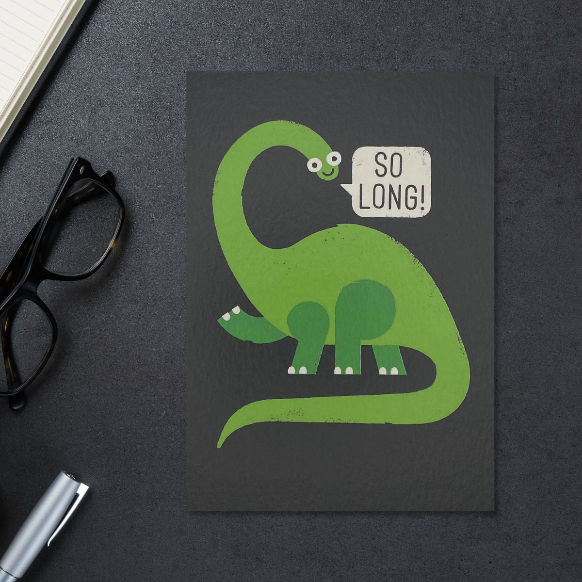 Dinosaur Themed Goodbye Card Displayed In Full