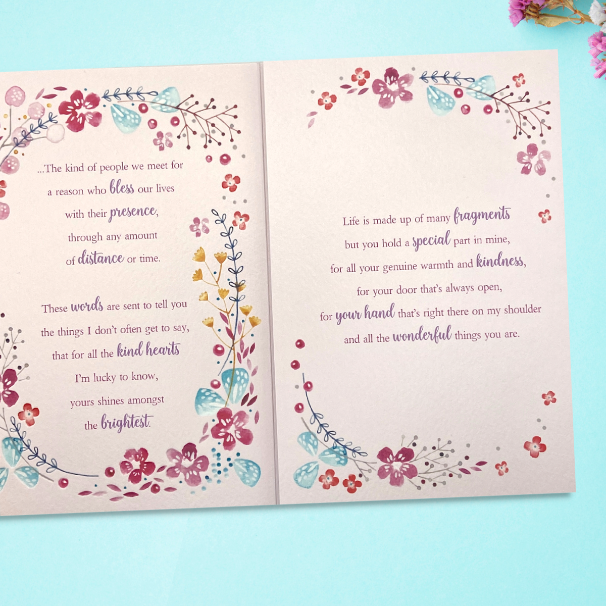 Two inside images with heartfelt verse and floral border