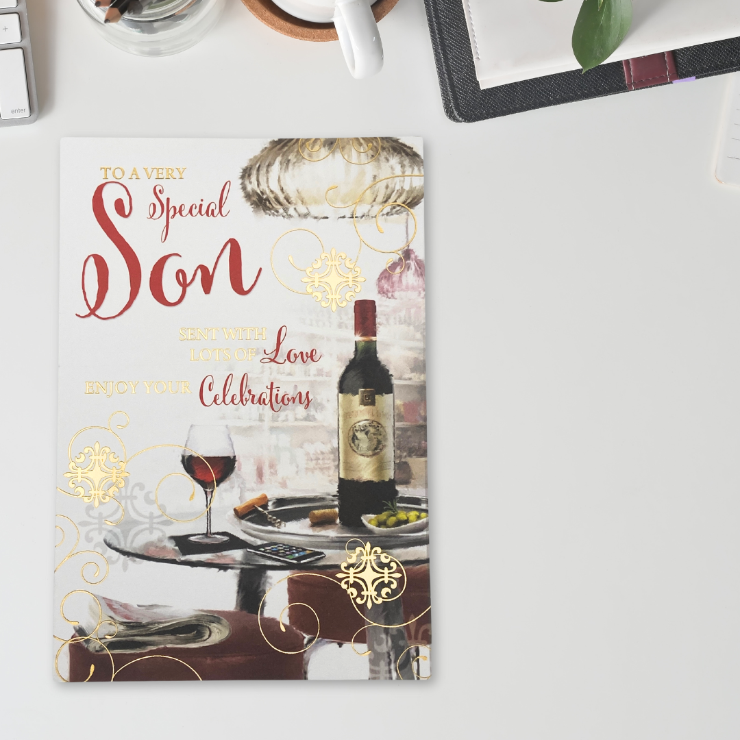 Son Birthday Card - Red Wine