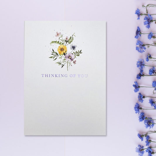 Thinking Of You Floral Greeting Card Displayed In Full