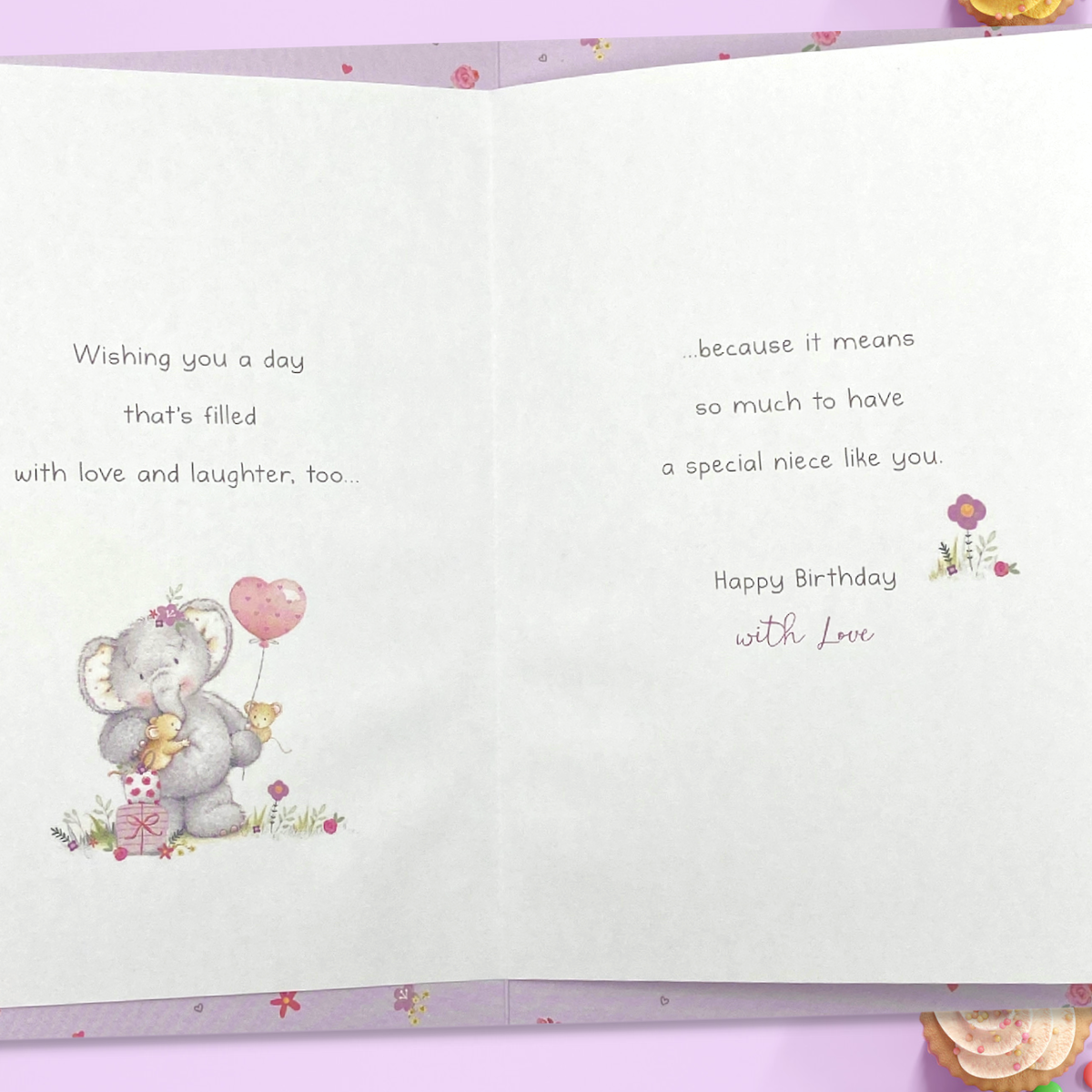 Inside image with full colour printed insert and verse with floral border