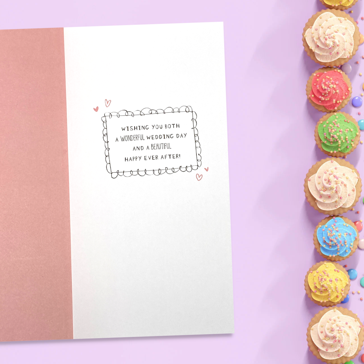Inside image with pink card and coloured verse and graphics
