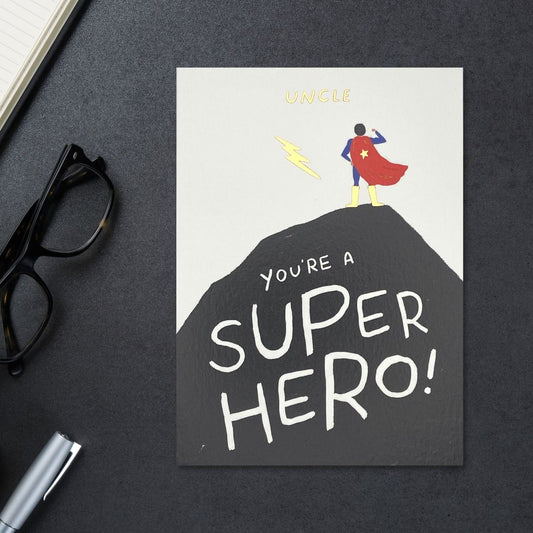 Uncle Super Hero Birthday Design Displayed In Full