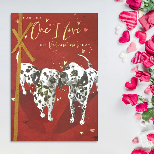 Valentine's Day One I Love - Dalmations & Red Rose