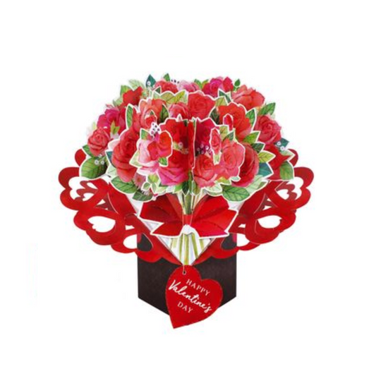 Valentine Day Open - 3D Pop Up Red Roses