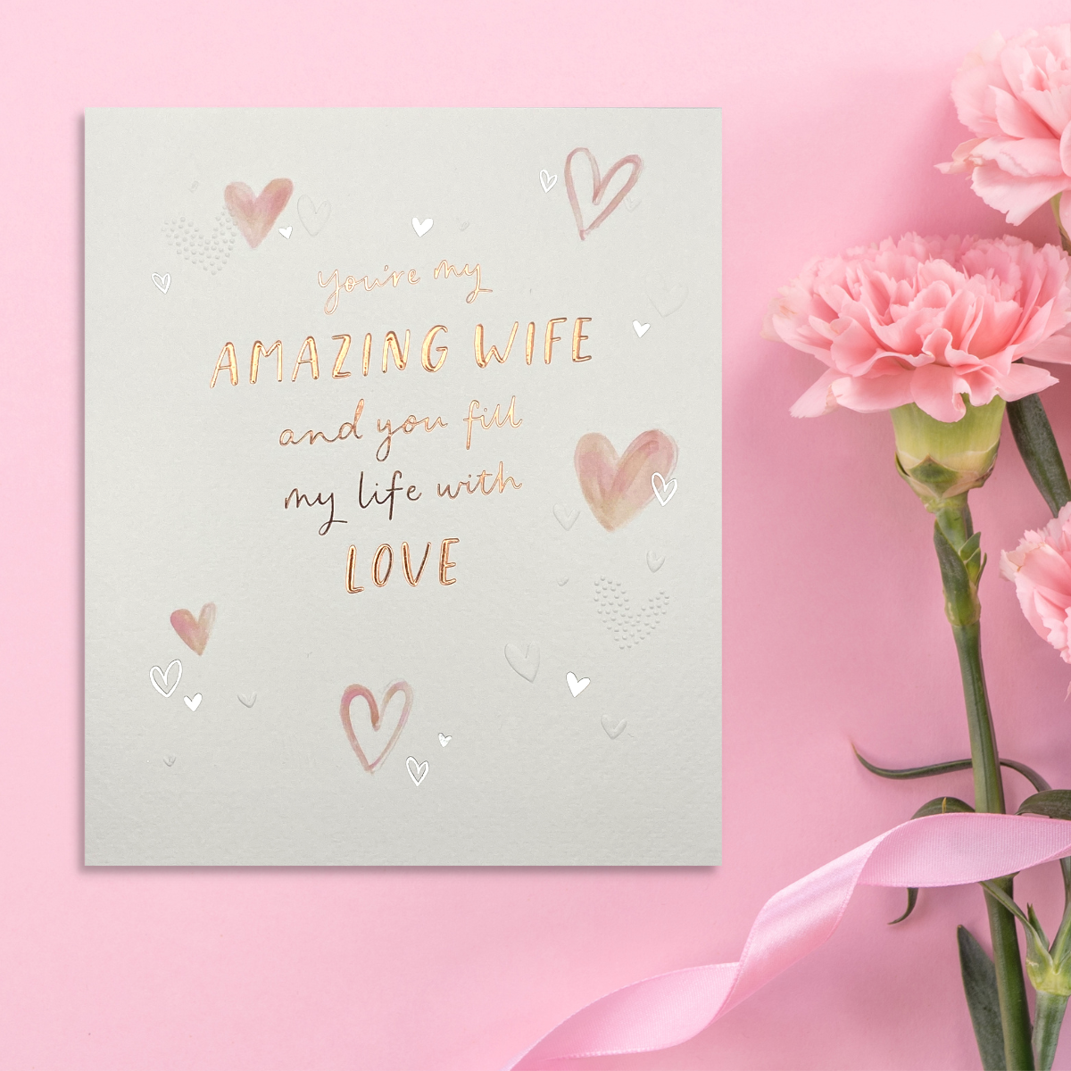 Wife Birthday Card - Amazing Wife Hearts