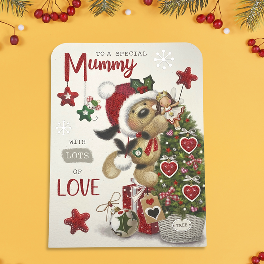Mummy Fudge Christmas Card Displayed In Full