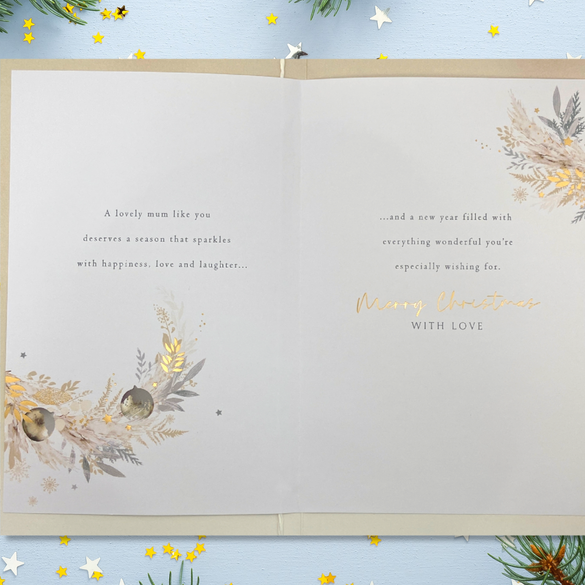 Inside image with gold foil details and illustration