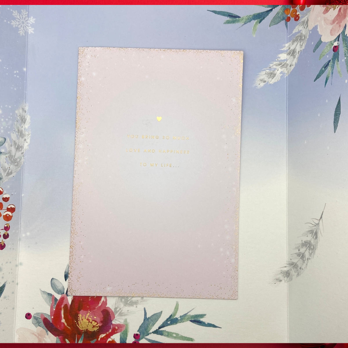 Inside image showing full colour design with printed insert with gold foil text