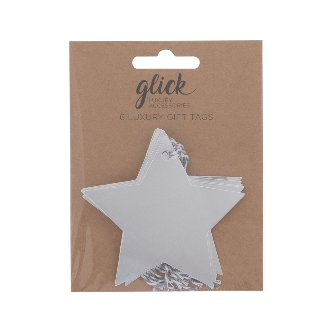 Christmas Tags Multipack - 6 x Foil Star Silver