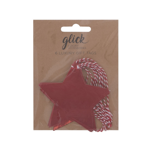 Christmas Tags Multipack - 6 x Foil Star Red