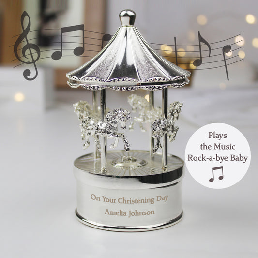 Personalised Christening Musical Carousel Gift