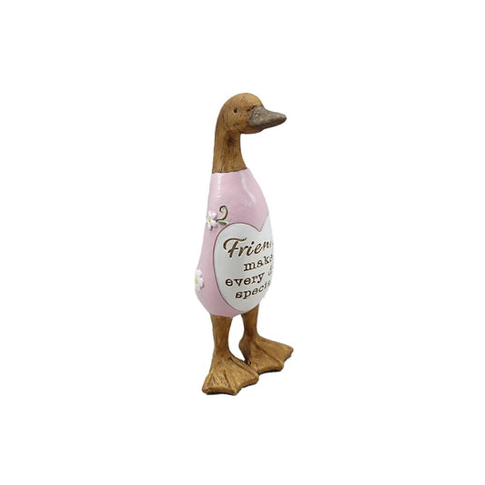 Pink Friends duck ornament with flowers