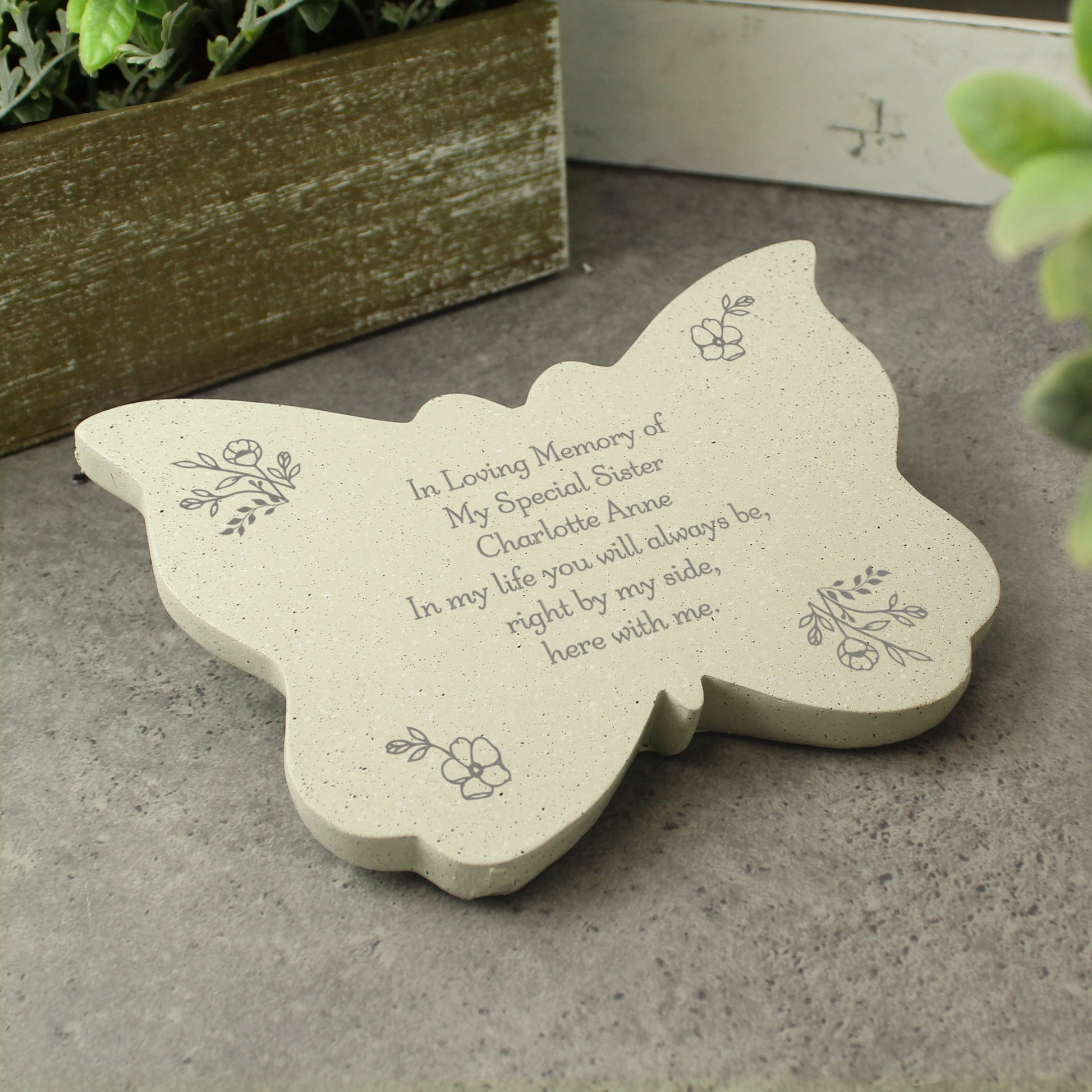 Personalised Floral Resin Butterfly Memorial