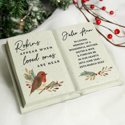 Personalised Robins Appear Memorial Book