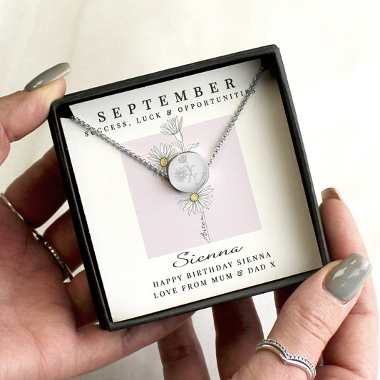 Necklace in a gift box with personalised message