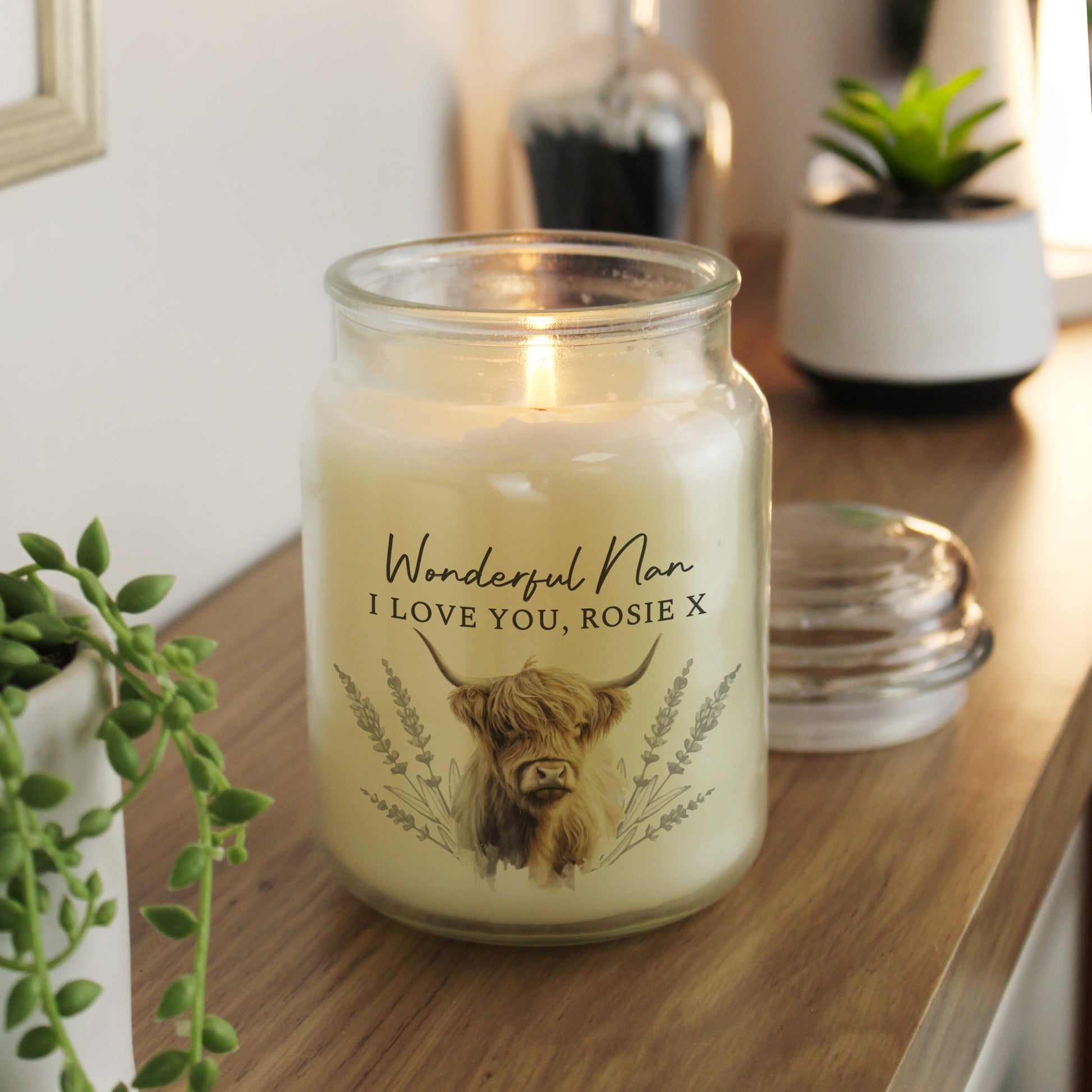 Personalised Highland Cow Large Jar Candle