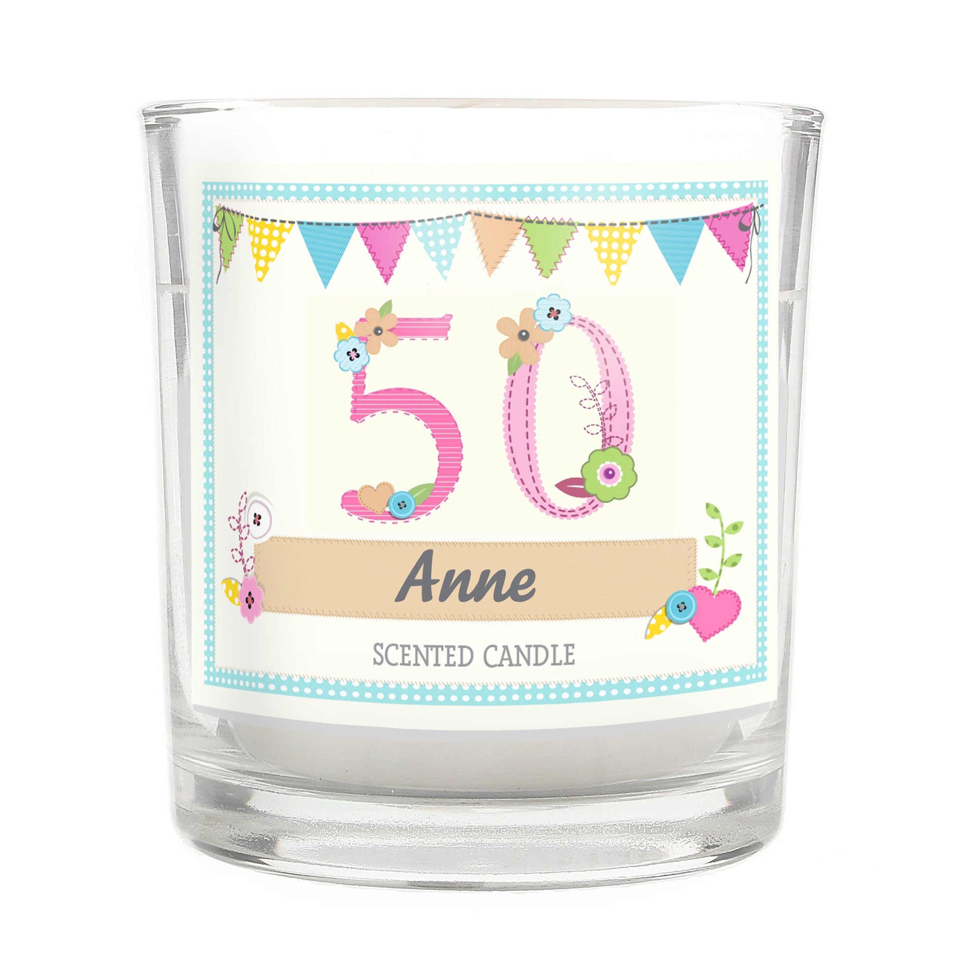 Personalised 50th Birthday Craft Scented Jar Candle