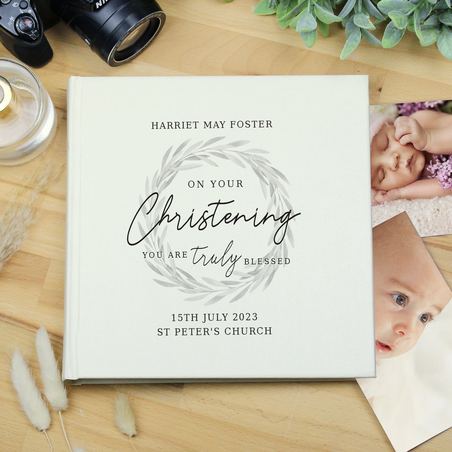 Personalised Christening Square Photo Album