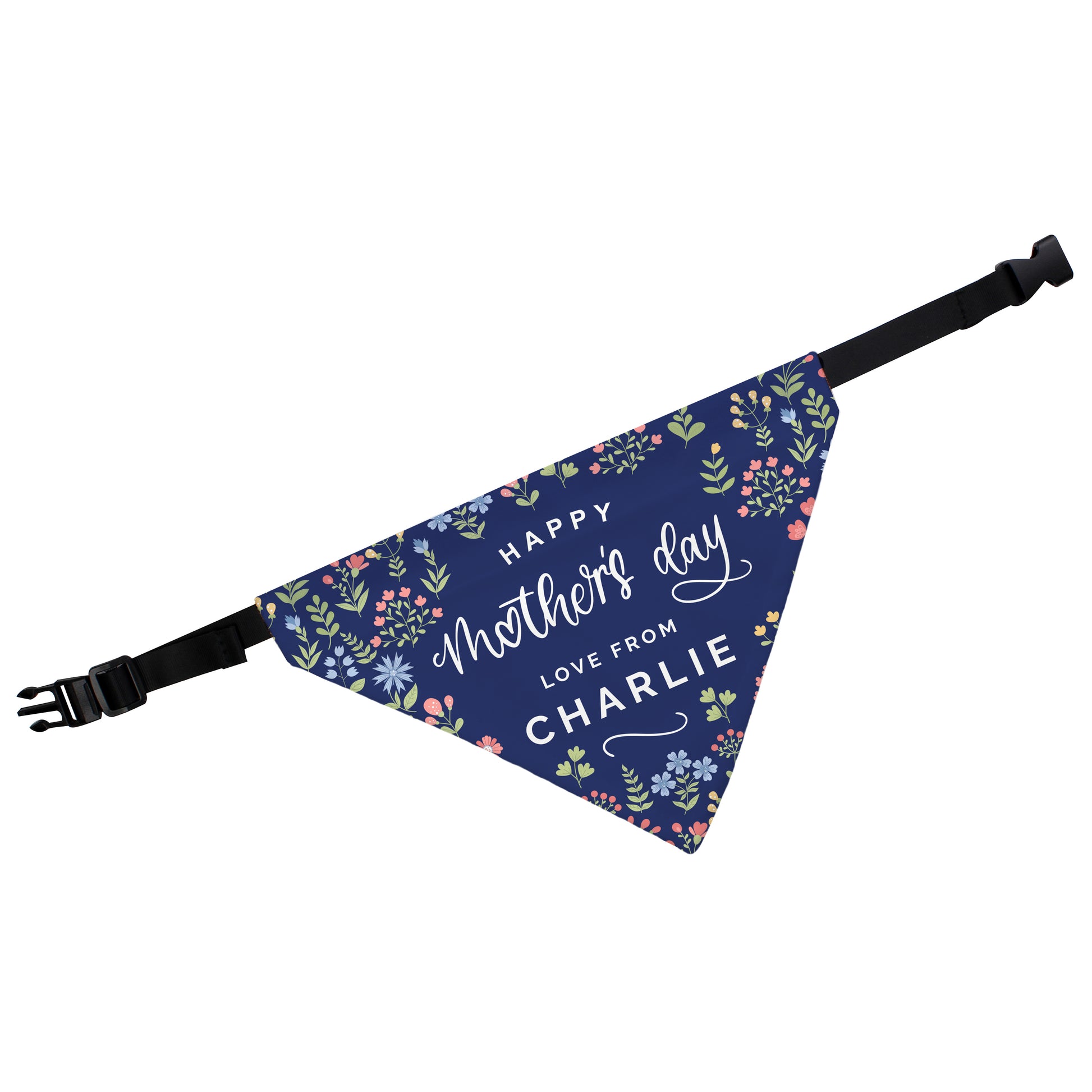 Personalised Mother's Day Dog Bandana shown flat.