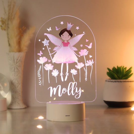 Fairy-themed night light with 'Molly' on a neutral background
