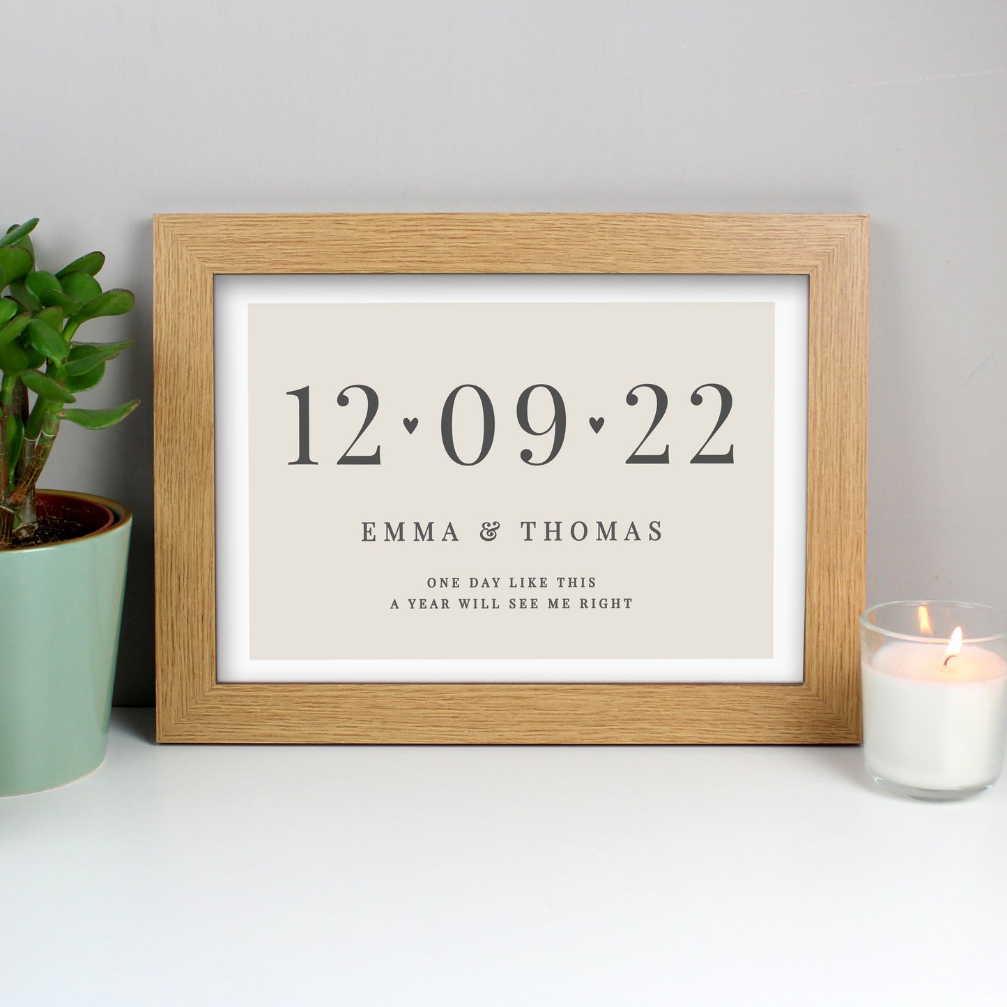 Personalised Gift - Free Text Landscape A4 Oak Framed Print