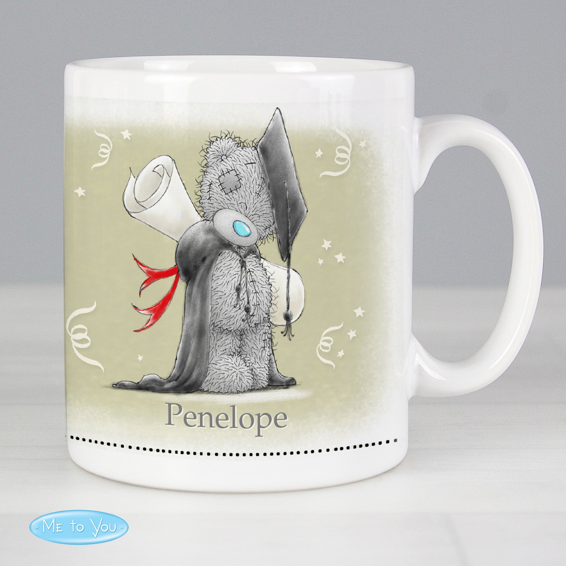 Mug with a character design and 'Penelope' text on a light background