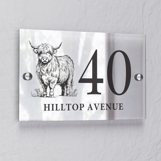 Personalised Highland Cow House Sign