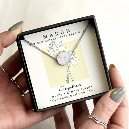 Necklace in a gift box with personalised message