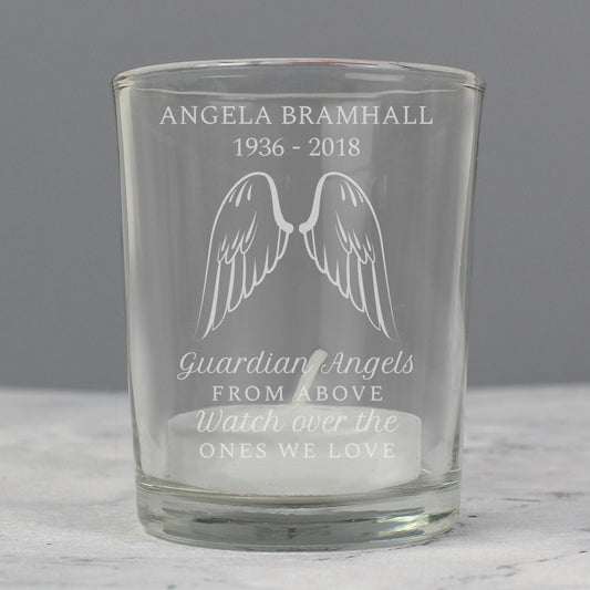 Personalised Guardian Angel Wings Votive Holder