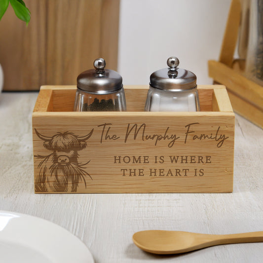 Personalised Highland Cow Wooden Mini Storage Crate