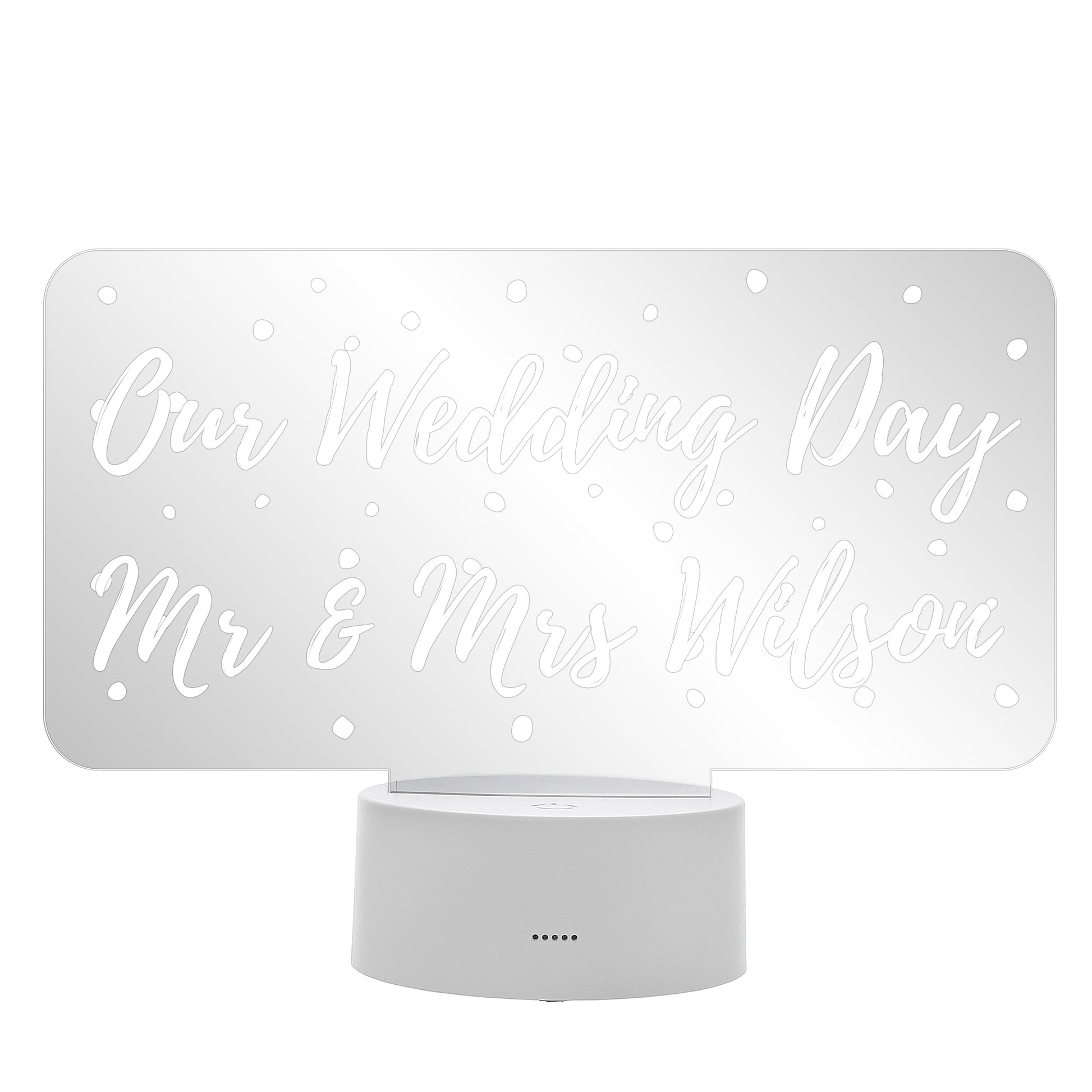 LED sign showing the transparency on a white background.