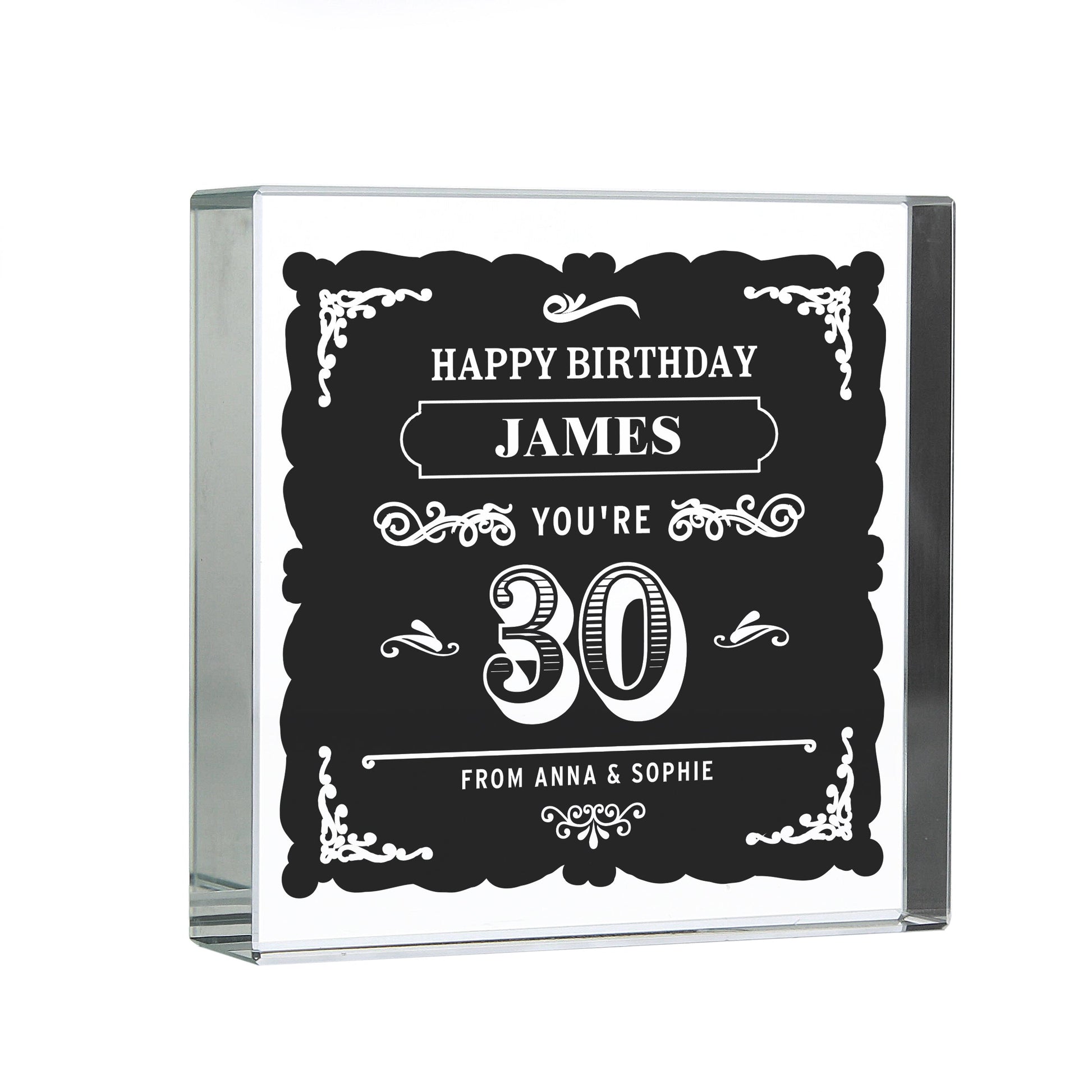 Personalised 30th Birthday Vintage Typography Crystal Token