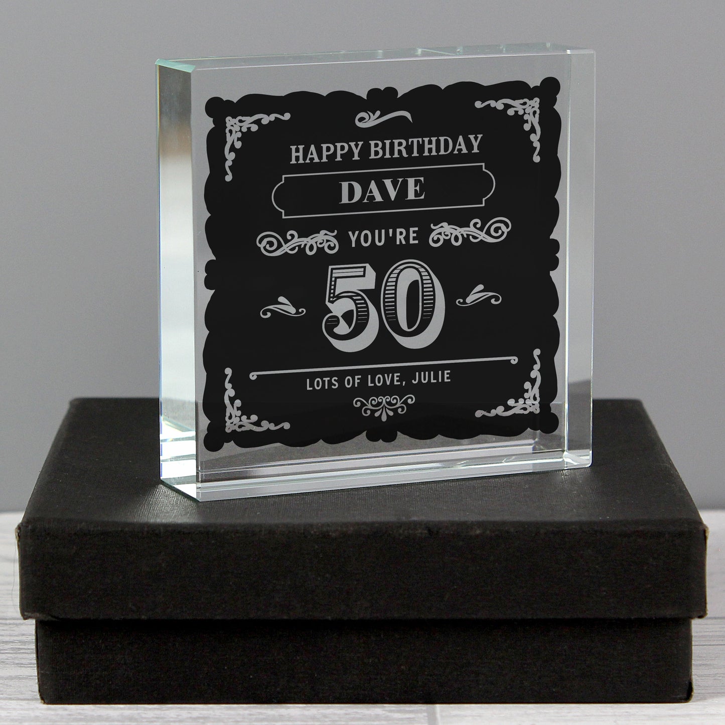 Personalised Birthday 50th Vintage Typography Crystal Token